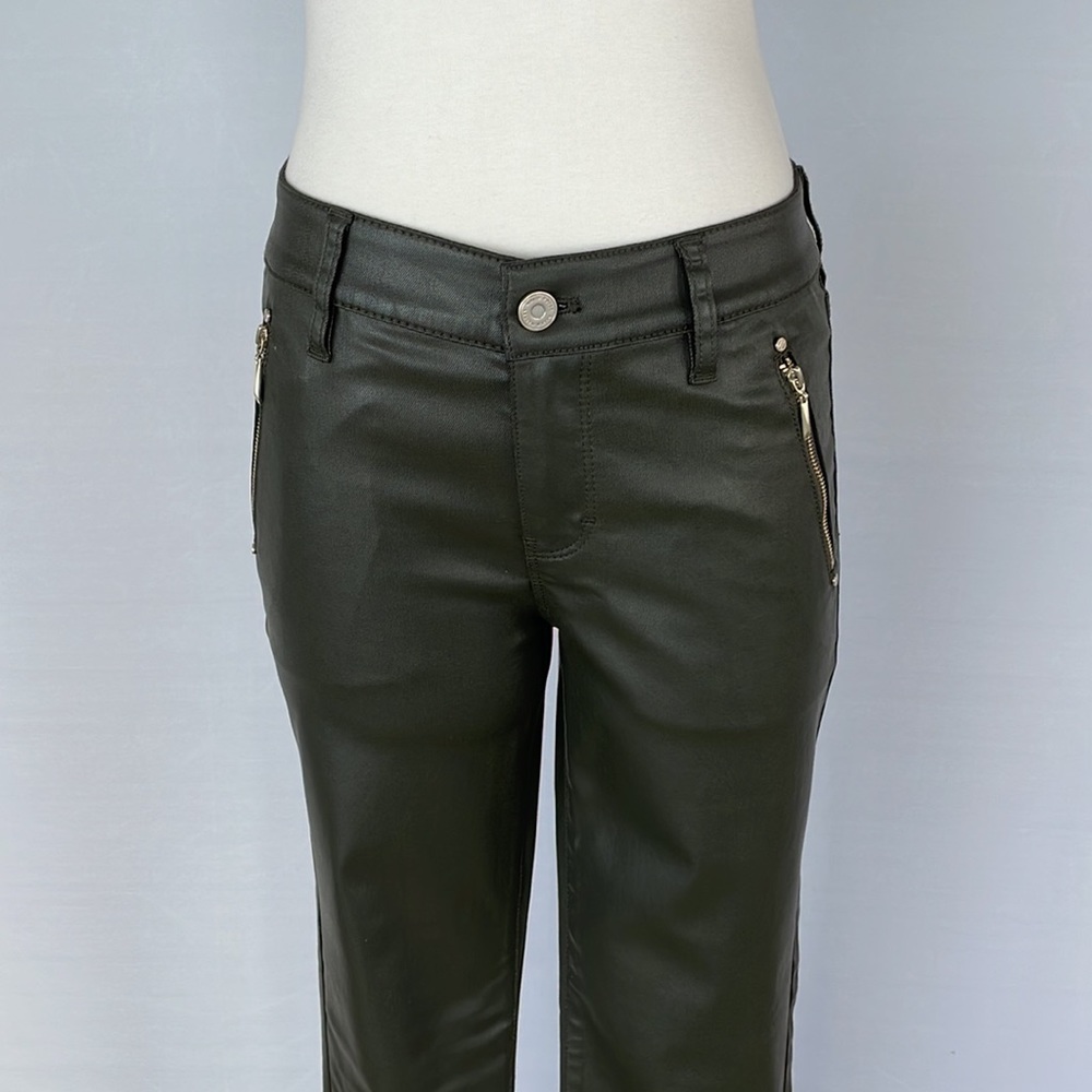 NWT WHBM MidRise Coated Moto Skinny Green 2R - Picture 9 of 16